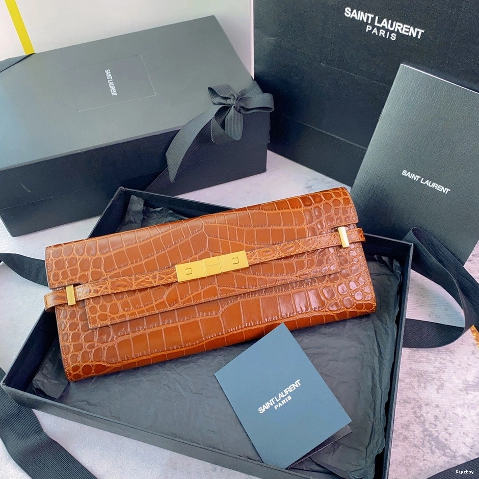 Rep ladies REP CROCODILE-EMBOSSED LEATHER MANHATTAN CLUTCH IN YSL 0731